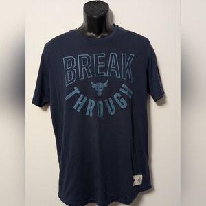 Men's Under Armour Project Rock T Shirt Large Blue Athletic Gym Short Sleeve